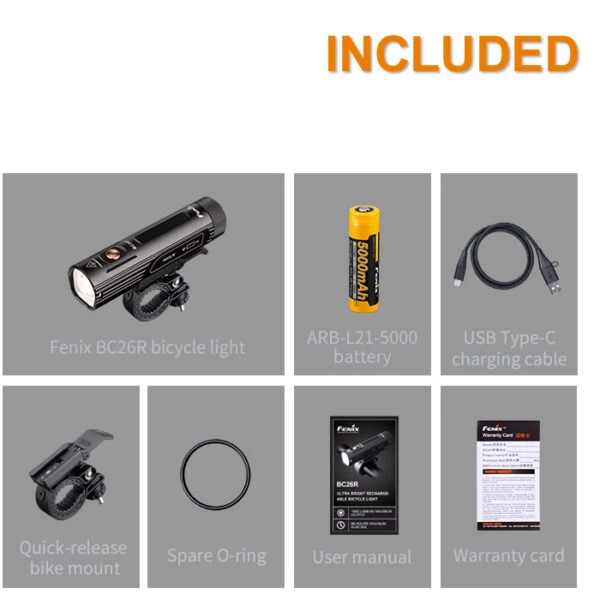 Cycling Flashlights And Headlamps Fenix BC26R Rechargeable Bike Light | 1600 Lumens 5 Cycling Flashlights And Headlamps Fenix BC26R Rechargeable Bike Light | 1600 Lumens - Image 4